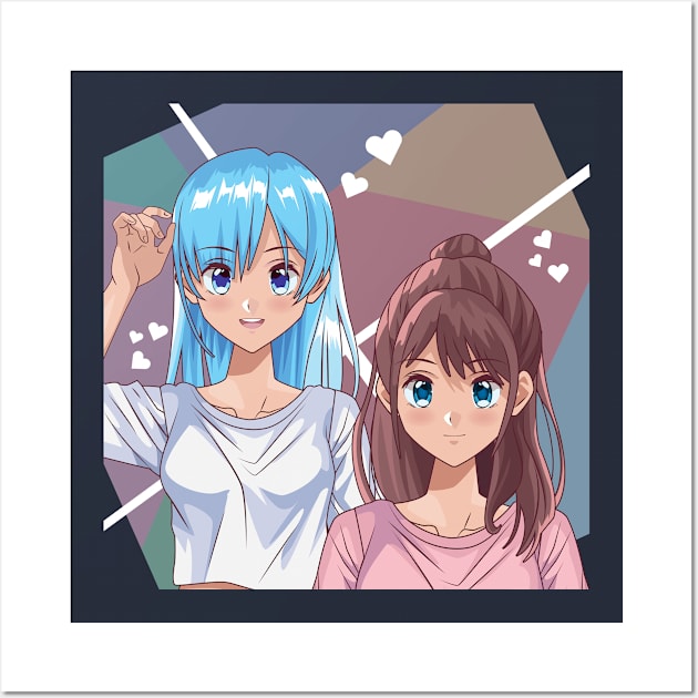 Japanese Anime Manga Girls Design Wall Art by Anonic